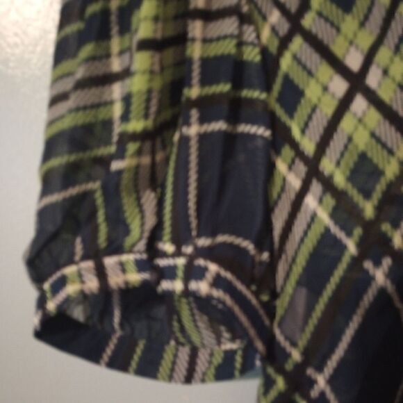 Sheer plaid shirt sleeve blouse with ruffle detailing - Picture 6 of 12